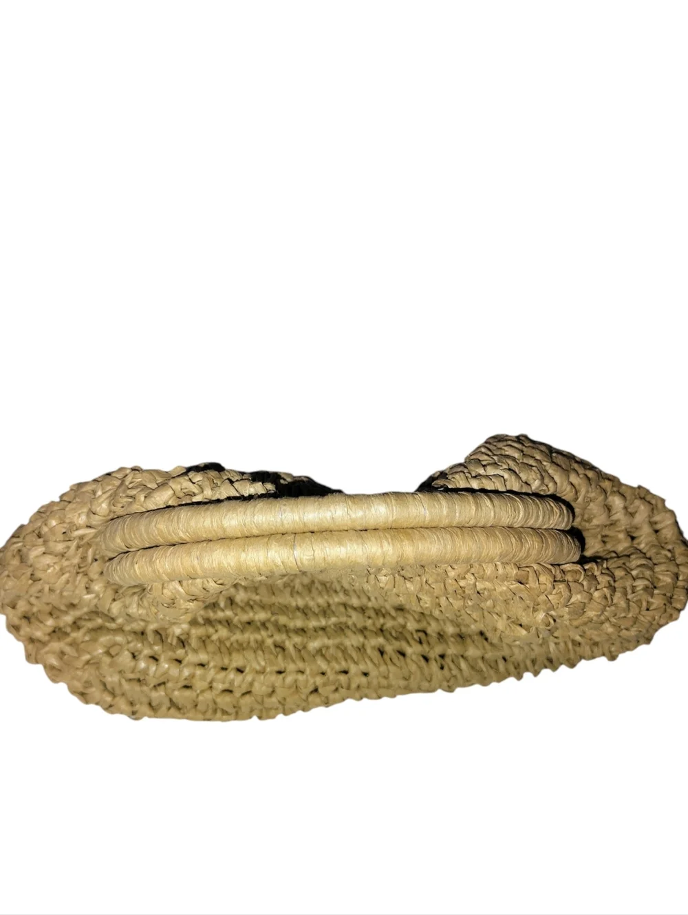 Woven Straw Clutch with Gold Chain - Tan